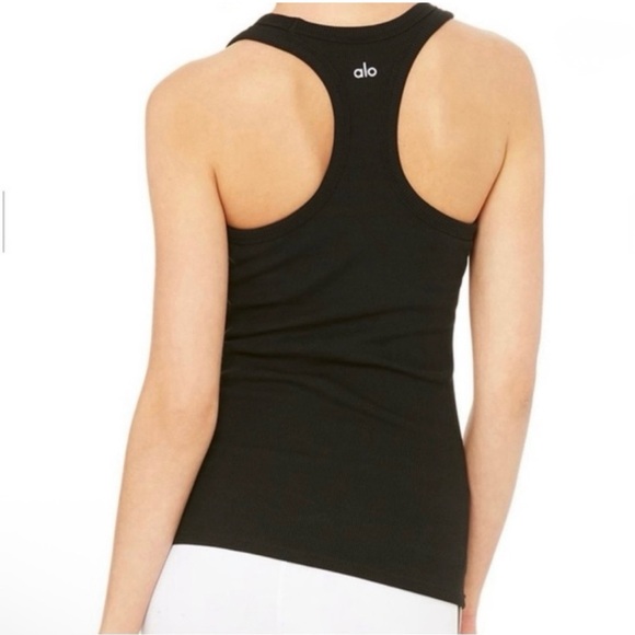 ALO YOGA Black Ribbed Racerback Tank - Picture 3 of 4